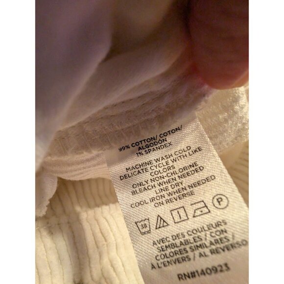 LOFT Women’s White Corduroy Pants Size 10P Cropped Straight Stretch - Picture 5 of 5